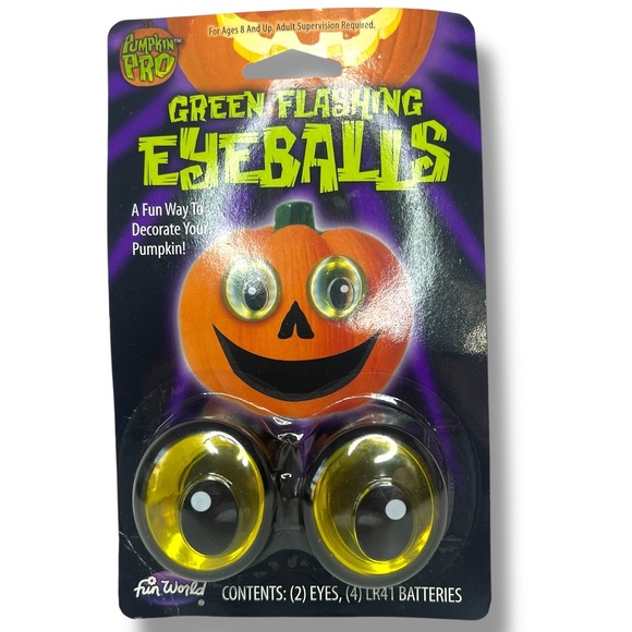 NEW‎ Pumpkin Pro Green Flashing Eyeballs Halloween Pumpkin Decoration - Picture 1 of 9